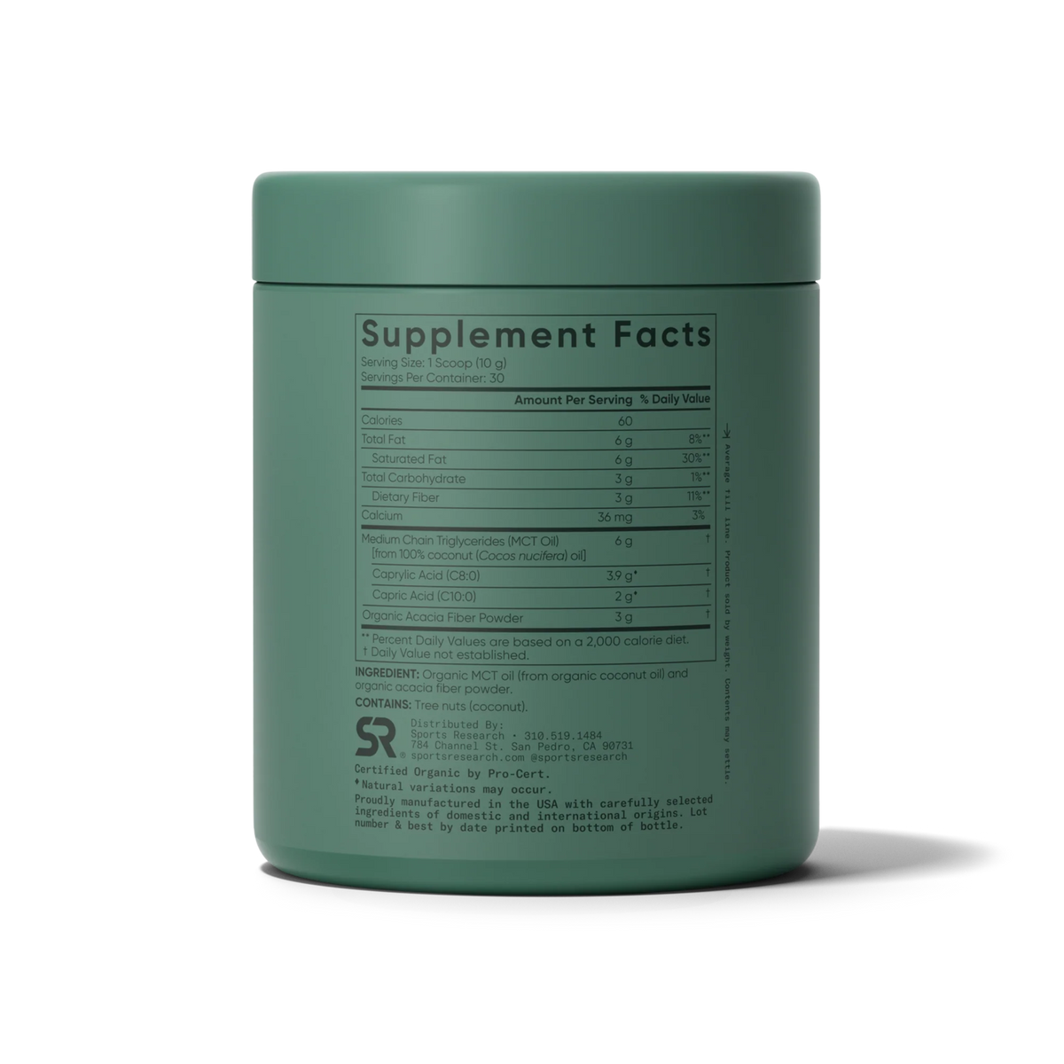 MCT Oil Powder Organic Unflavored (30 servings) - 10.6oz