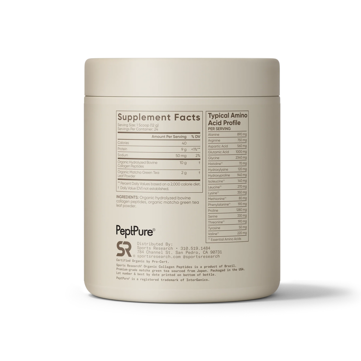 Collagen Peptides Matcha Green Tea (24 Servings) - 10.16oz