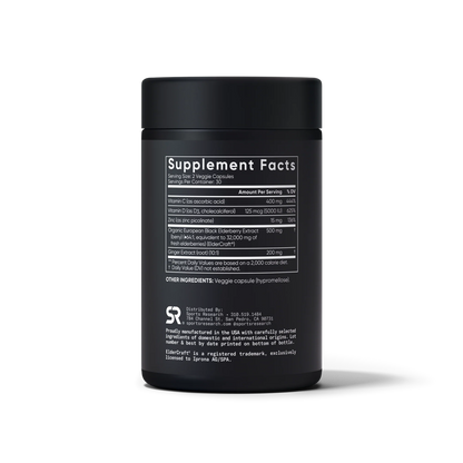 Elderberry 500mg + Vitamin D, C, Ginger & Zinc (60 veggie capsules)