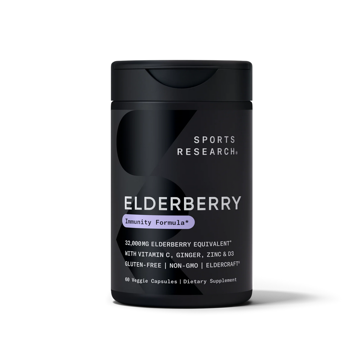 Elderberry 500mg + Vitamin D, C, Ginger & Zinc (60 veggie capsules)