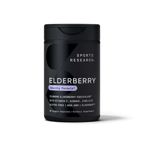 Elderberry 500mg + Vitamin D, C, Ginger & Zinc (60 veggie capsules)
